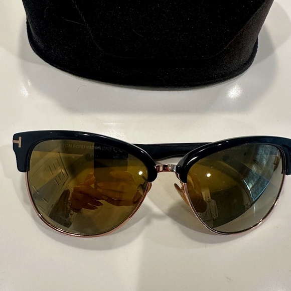 Tom Ford Sunglasses Fany Black/Gold Mirrored TF 368 with Case - Picture 1 of 15
